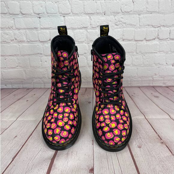 Dr.Martens 1460 Pink Leopard Hydro Leather Lace Up Boots Girls Youth Size 3 - Picture 7 of 11
